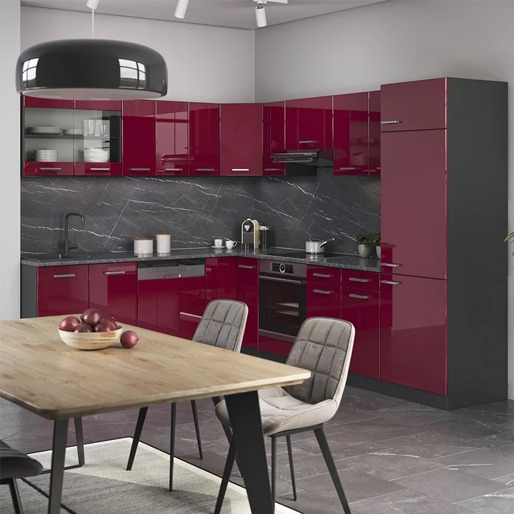 Küchenfront R-Line Rot Hochglanz 59.2 x 59 cm Möbelfront für den Hängeschrank Vicco – Bild 6
