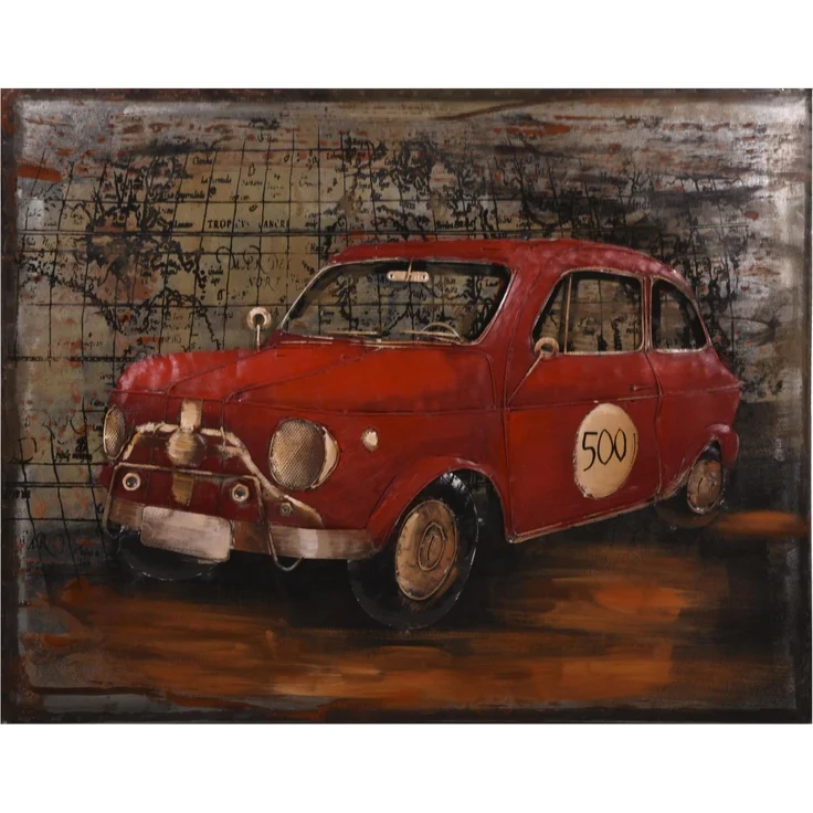 Interia Home & Living Wandbild Wanddekoration 3D Metallbild rotes Auto 100 x 80 cm – Bild 1
