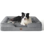 BEDSURE orthopädisches Hundebett Ergonomisches Hundesofa - 89x63 cm Hundecouch mit eierförmiger Kistenschaum für mittlere Hunde, waschbar rutschfest Hundebetten, grau