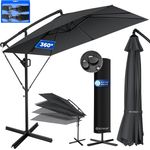 KESSER® 'Holly' Ampelschirm ohne LED Solar, inkl. Ständer, Abdeckung & Windsicherung mit Kurbel, Aluminium anthrazit, Ø 350 cm