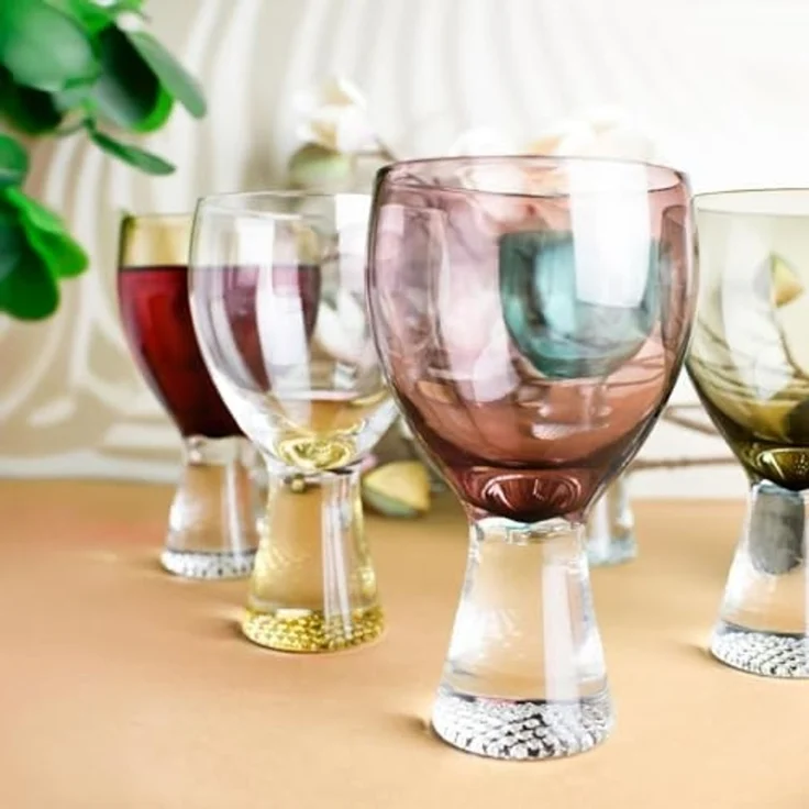 6 bunte Weingläser 300ml auf Fuß Rotweingläser Weißweingläser Cocktailgläser – Bild 2