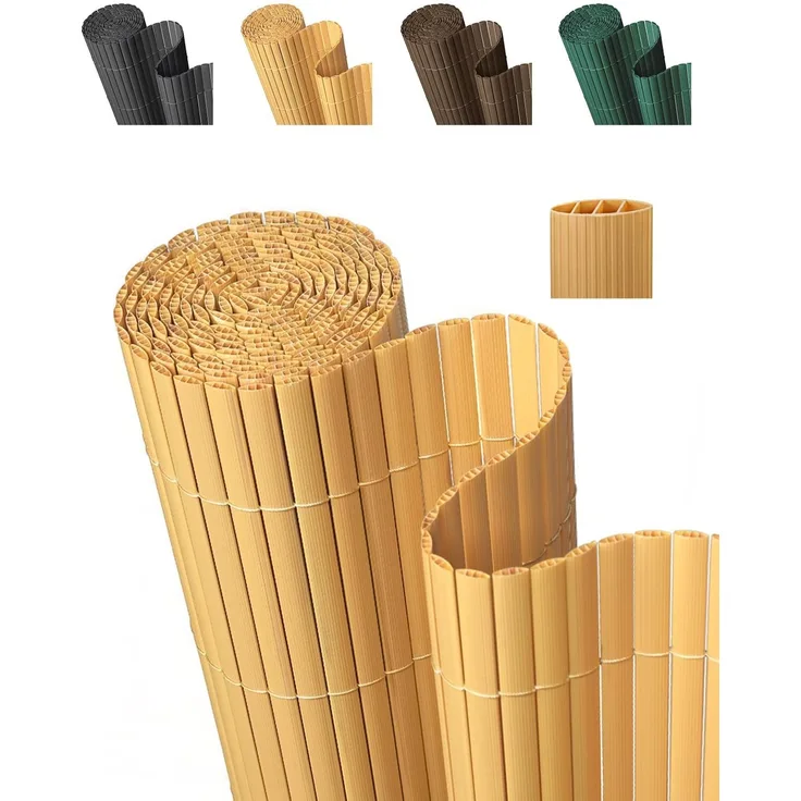 paramondo PVC Sichtschutzmatte Sichtschutzzaun 60x300 cm, Dreifache Verstärkung für Garten Terrasse, Privatsphäre Balkon Sichtschutz Zaun Windschutz Wetterfest mit Strukturierter Oberfläche, Bambus