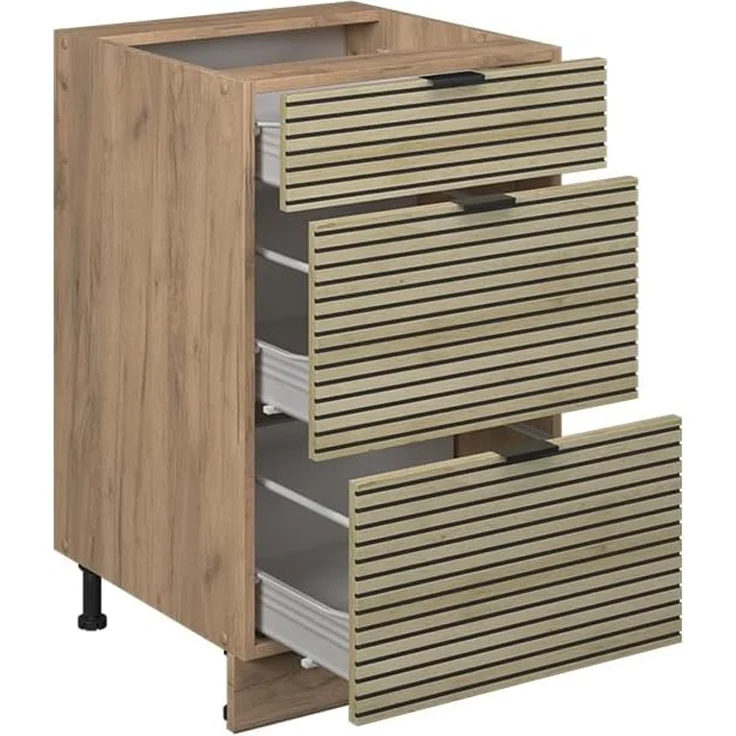 Küchenunterschrank Fame-Line Eiche Paneel 50 cm ohne Arbeitsplatte Vicco – Bild 5