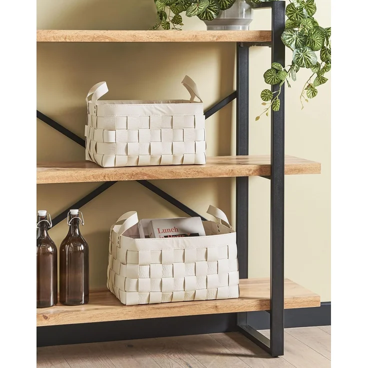 Aufbewahrungskorb 2er Set SIPPAR Kunstleder Beige – Bild 2