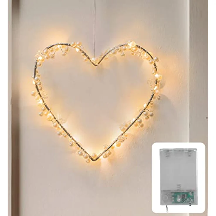 COZY HOME LED-Lichterkette Lichterketten Herz Lichterkranz LED Herz mit Stecker warmweiß Fenster – Bild 2