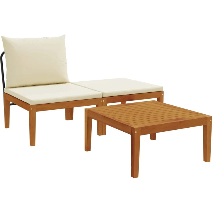 vidaXL 3 Stk. Garten Lounge Set mit Kissen Massives Akazienholz & Seil 42022078 – Bild 2