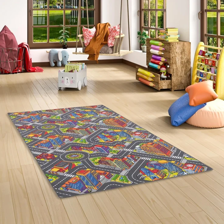 Snapstyle Kinder- und Spielteppich, 100% Polyamid, 3d Big City, 140x200 cm