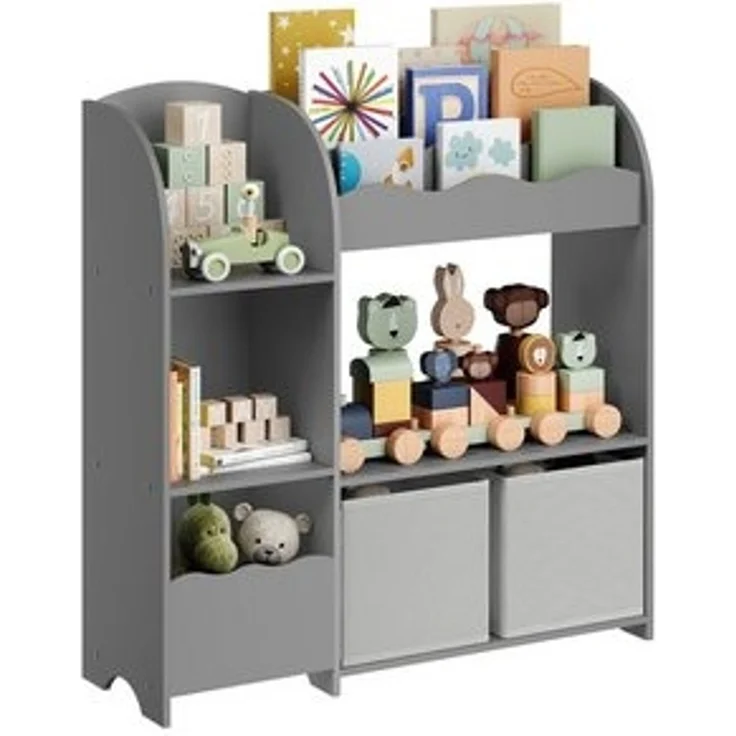 Songmics Bücherregal Kinderregal, Spielzeugregal mit 2 Aufbewahrungsboxen – Bild 6