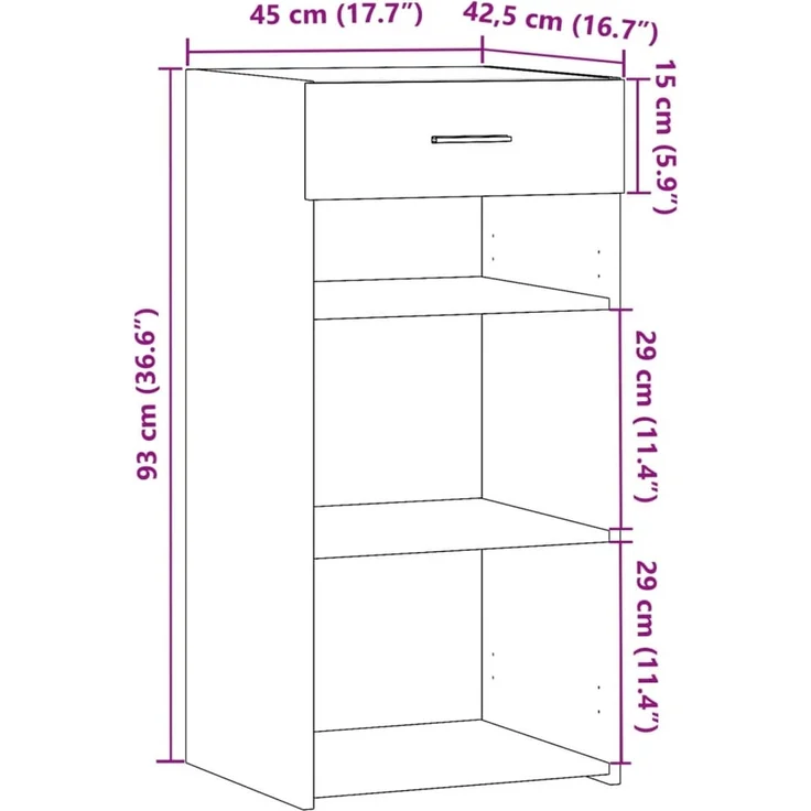 vidaXL Sideboard Sonoma-Eiche 45x42,5x93 cm Holzwerkstoff 846322 – Bild 10