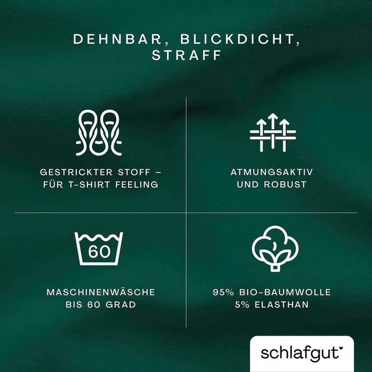 Schlafgut 'PURE TOPPER' Spannbettlaken, für Topper bis 10 cm Höhe, Green Deep, XL 180x200 cm - 200x220 cm, 100% Bio-Baumwolle – Bild 4