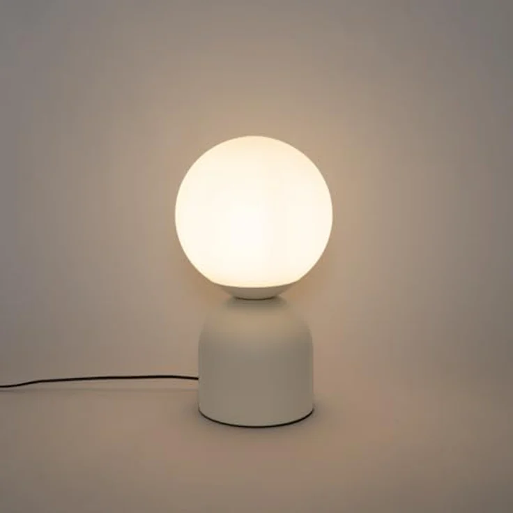 QAZQA Hotel-Chic-Tischlampe Pallon Trend, beige mit Opalglas, dimmbar, E27, kugelförmig, Stahl, für Wohnzimmer und Schlafzimmer – Bild 9