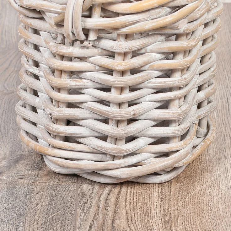 2er Set Rattankorb BAKUL rund White-Wash ca. 20cm Aufbewahrungskorb Dekokorb Korb – Bild 6