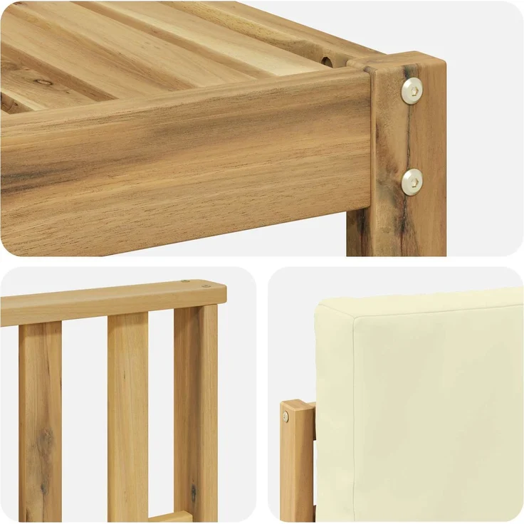 vidaXL Outdoor-Sofagarnitur 7 stk. 6-Sitzer Weiß und Creme Polyester 3391945 – Bild 6