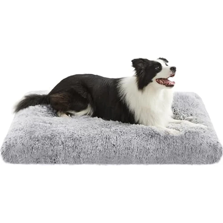 Feandrea Hundebett, Hundekissen, Flauschige Hundematte, Langer Plüsch, 105x68 cm, weiche Polsterung, waschbar, multifunktional, Ombré-Grau PGW206GA01 – Bild 2