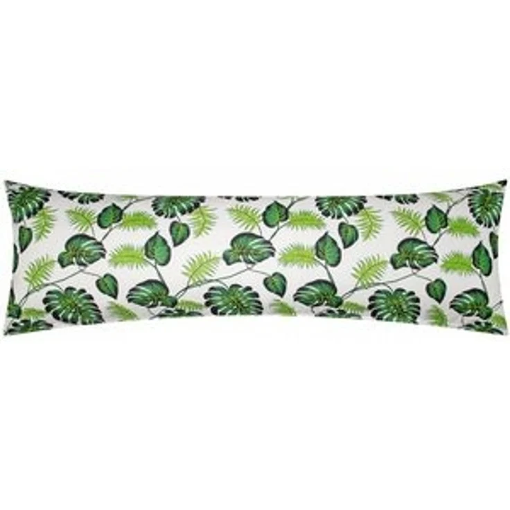 Heubergshop Seitenschläferkissenbezug, (1 Stück), 40x145cm Tropische Blätter Grün Weiß in 100% Baumwolle (031/1-Grün) – Bild 4