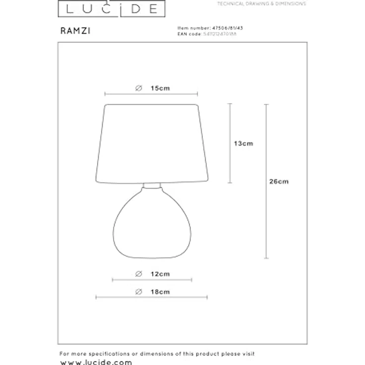 LUCIDE RAMZI - Tischlampe - Ø 18 cm - 1xE14 - Braun – Bild 7