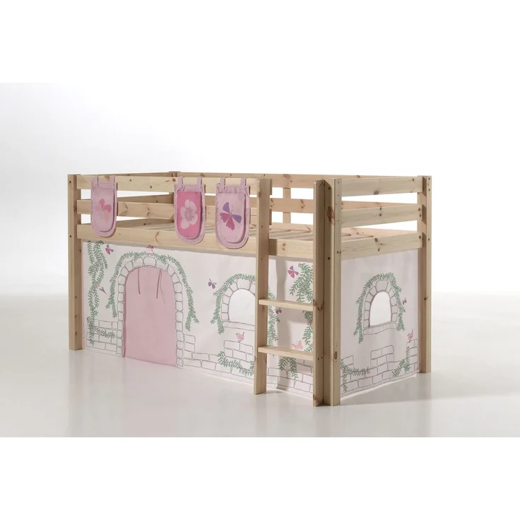 Kinderbett Karolina 210x114x106 Massivholz Natur Textilset Burg 3 – Bild 2
