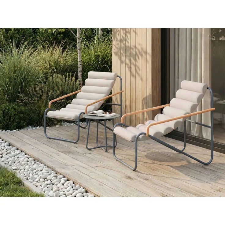 Lounge Set mit Tisch 2-Sitzer PASTO Metall Dunkelgrau – Bild 3