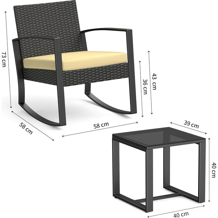 Bealife Gartenmöbel Set Balkon Lounge 2 Personen Outdoor – Bild 2