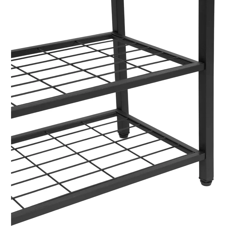 HOOBRO Garderobe Schuhregal Set, Schuhbank mit Sitzfläche, Garderobenständer, Wandgarderobe mit 9 Haken, Flurgarderobe, für Flur, Eingangsbereich, Industrielles, Dunkelbraun-Schwarz EBF07MT01 – Bild 8