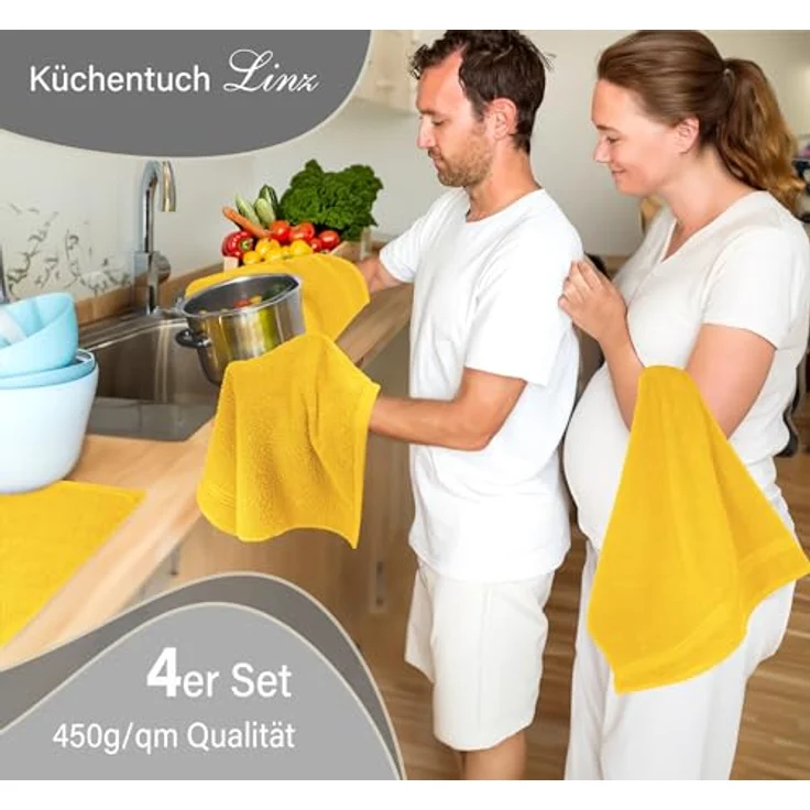 Lashuma Geschirrtuch Premium, (Spar-Set, 4-tlg, Küchenhandtücher 50x50 cm), kleine Frottee Handtücher für Küche, Bad, Garten, Camping – Bild 8