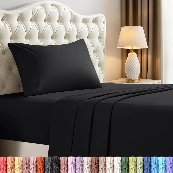 Utopia Bedding Bettwäsche-Set für Twin-Bett, 3-teilig, gebürstete Mikrofaser, schrumpft und lichtbeständig, pflegeleicht (Twin-Size-Bett, Schwarz) – Bild 1