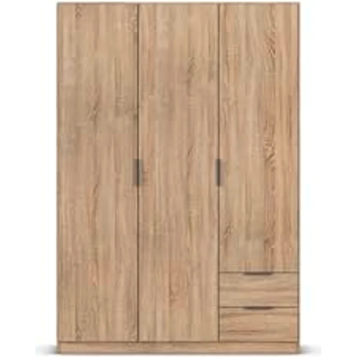 Rauch Möbel Lagoa, Kleiderschrank, Garderobe für Schlafzimmer, Kinderzimmer, Jugendzimmer 3-türig, 2 Schubladen, mit Zubehör Classic, Farbe Eiche Sonoma, Holz, Breite 136 – Bild 9