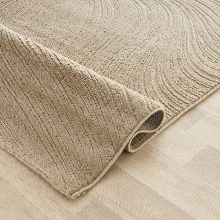Vimoda Teppich Boho Design Unifarbe Hoch-Tief-Effekt, Rechteckig, Höhe: 6 mm, Teppich 3D Hoch-Tief-Effekt Modern für Esszimmer, Flur & Schlafzimmer – Bild 2