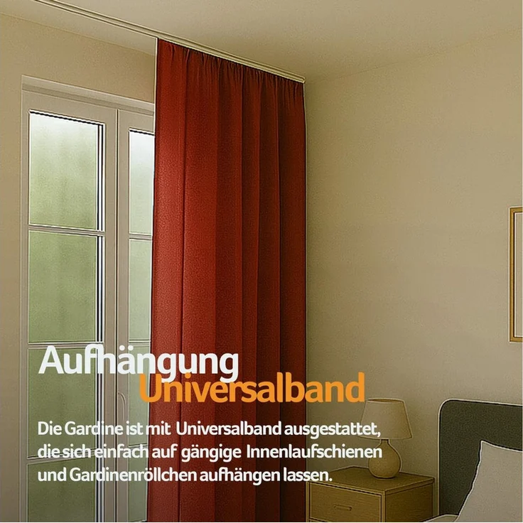 Bestlivings Vorhang "Ellen" mit Universalband (1 St), Kräuselband, blickdicht, Mikrofaser satinähnlich, einfarbig, waschbar bei 30°C, meist bügelfrei – Bild 2