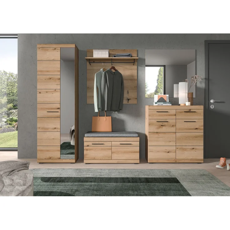 Garderobenkombination inkl. Sitzkissen (B/H/T: 272x197x40 cm) in Evoke Oak Nachbildung – Bild 6