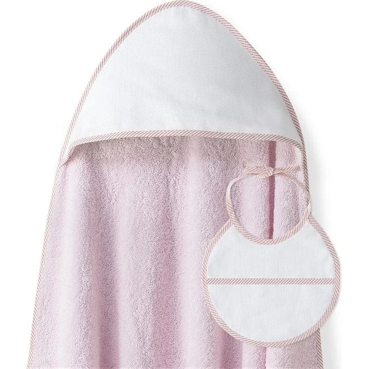 Baby BadePoncho 1x1 m Bademantel Kapuzenbademantel PUNTO DE CRUZ rosa LISO & Lätzchen für Neugeborene 100% Baumwolle – Bild 1
