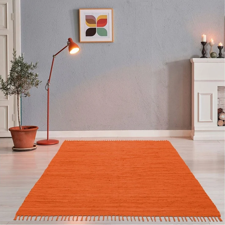 THEKO Teppich Happy Cotton Fleckerl, handgewebt, rechteckig, Höhe: 5 mm, Flachgewebe, reine Baumwolle, meliert, mit Fransen, auch als Läufer – Bild 1