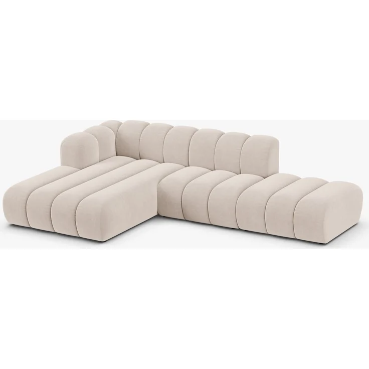 Micadoni Modulares Ecksofa offen Lupine 5-Sitzer Samt Venus Helles Beige Links – Bild 2