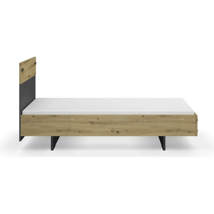 Bett >Butte< in grau metallic / Eiche Artisan Dekor - 95x101x207 (BxHxT) – Bild 5