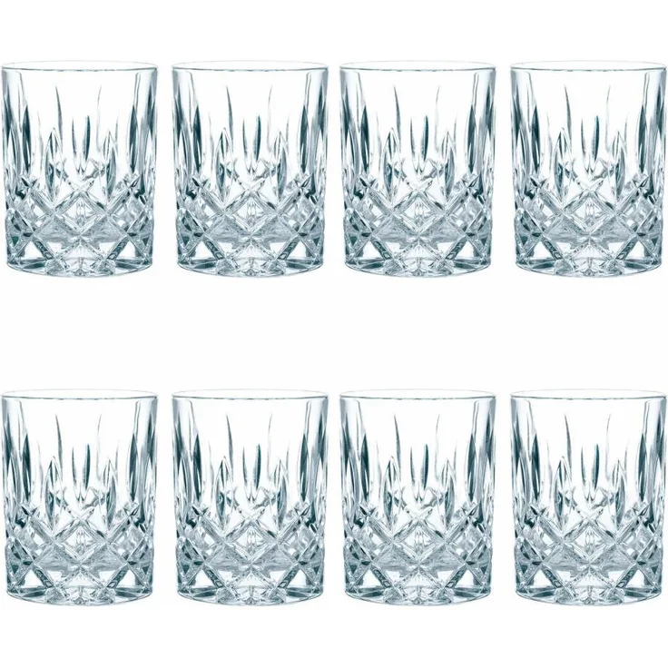 Nachtmann Noblesse Whiskybecher Set, 8er Set, Whiskyglas, Tumbler, Kristallglas, H 9. 8 cm
