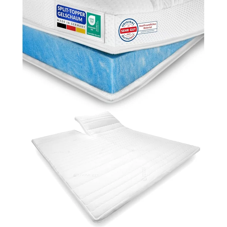AM Qualitätsmatratzen, Topper Gelschaum, Split Topper mit Memoryschaum, Optimale Druckentlastung, H2, 6 cm hoch, Gelschaum, 160x200 cm – Bild 1