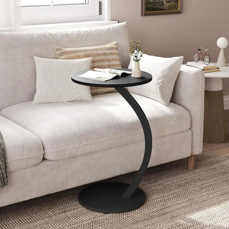 Woltu Beistelltisch (1-St), C Form, Kaffeetisch rund, für Couch Sofa Bett, φ 40 x H 65 cm – Bild 3