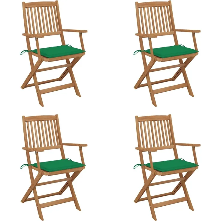 vidaXL Klappstühle, 4 Stück, mit Kissen, aus massivem Akazienholz 3064622