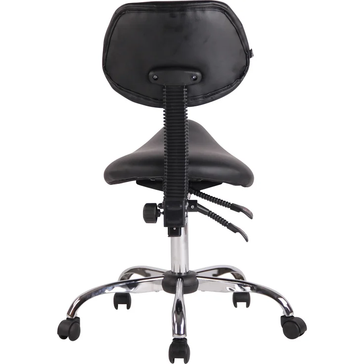 DELUKE® Sattelhocker mit Lehne KOLLI Höhenverstellbar, Drehbar Kunstleder pflegeleicht Rollhocker Arbeitshocker Praxishocker Arzthocker Bürohocker Drehhocker Schwarz – Bild 2