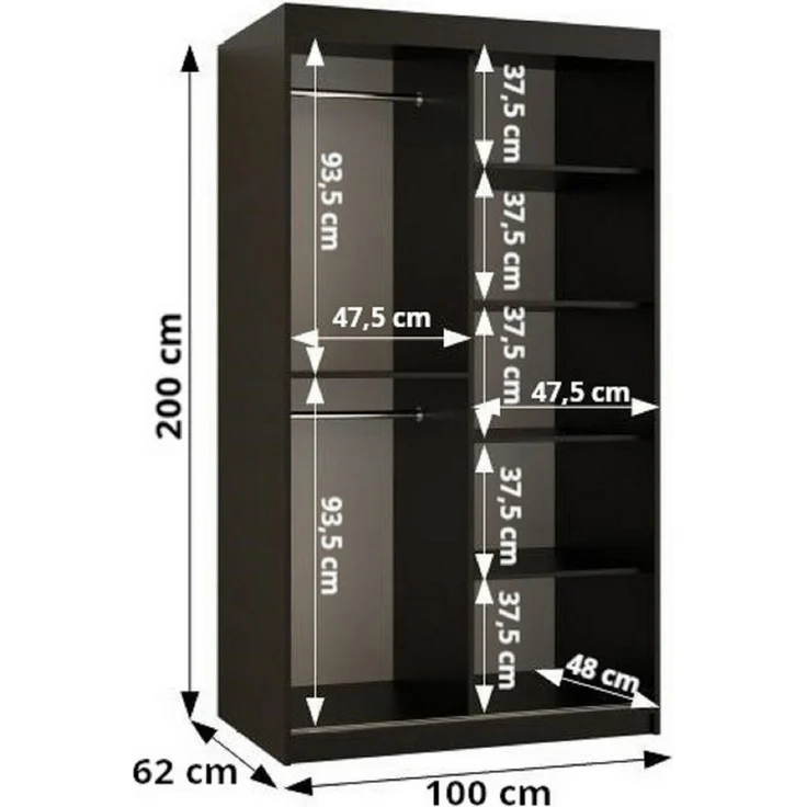 ABIKS MÖBEL Schwebetürenschrank DOME 3 Schlafzimmerschrank - mit Schiebetüren, Kleiderstange, Regalen – Bild 3