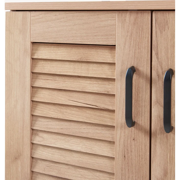 Schuhschrank Løten mit Sitzbank 120 x 36 x 97 cm Eicheoptik [en. casa] – Bild 6