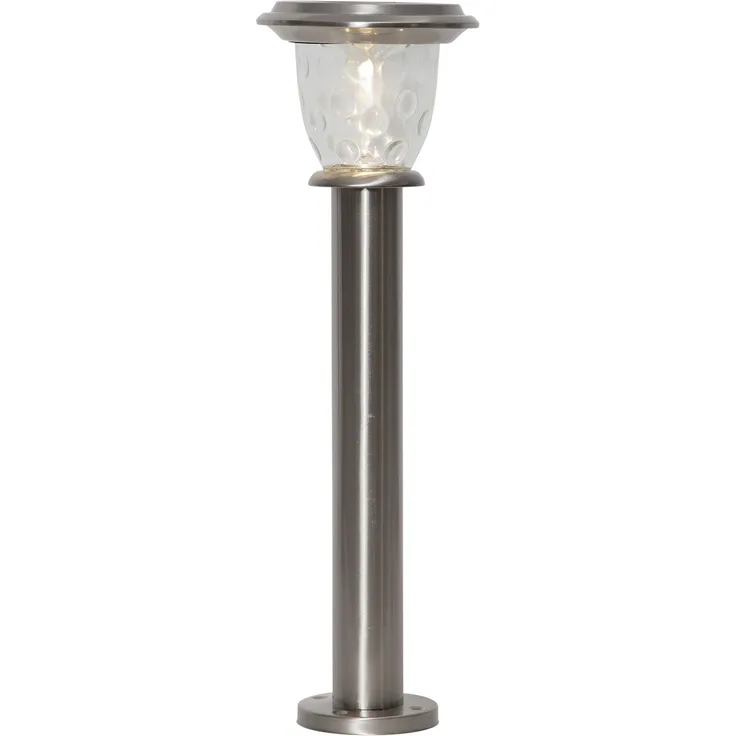 LED Solar-Wegeleuchte ,Pireus', Edelstahl, Dämmerungssensor, silber, 61cm, Ø 19cm