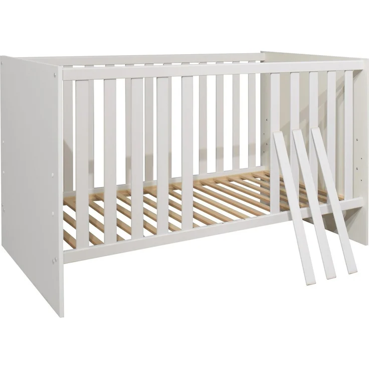 Kinderzimmer Set Sienna, 7-teilig mit mitwachsendem Babybett 70x140 cm, Wickelkommode und Kleiderschrank, Holzwerkstoff, Weiß Matt / Asteiche – Bild 2