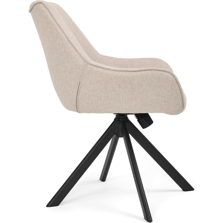 GOEURVANT 2178 Esszimmerstühle 6er-Set mit Armlehnen, 360° Drehbar, Wippfunktion, Webstoff - Beige – Bild 4
