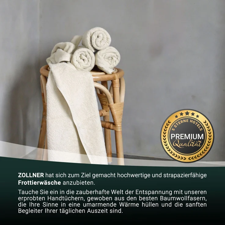 ZOLLNER 2er Set Saunahandtuch, Baumwolle, 70x200 cm, karamel (beige), 420g/qm – Bild 4