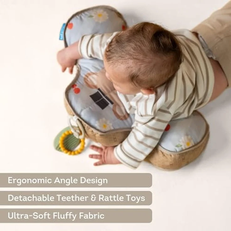 Tummy Time Babykissen Bär – Bauchmuskelkissen mit 2 abnehmbaren Spielzeugen – Entwicklung der motorischen Fähigkeiten und Nackenmuskeln – ab der Geburt – 40 x 27 x 11 cm – 13715 – Bild 6
