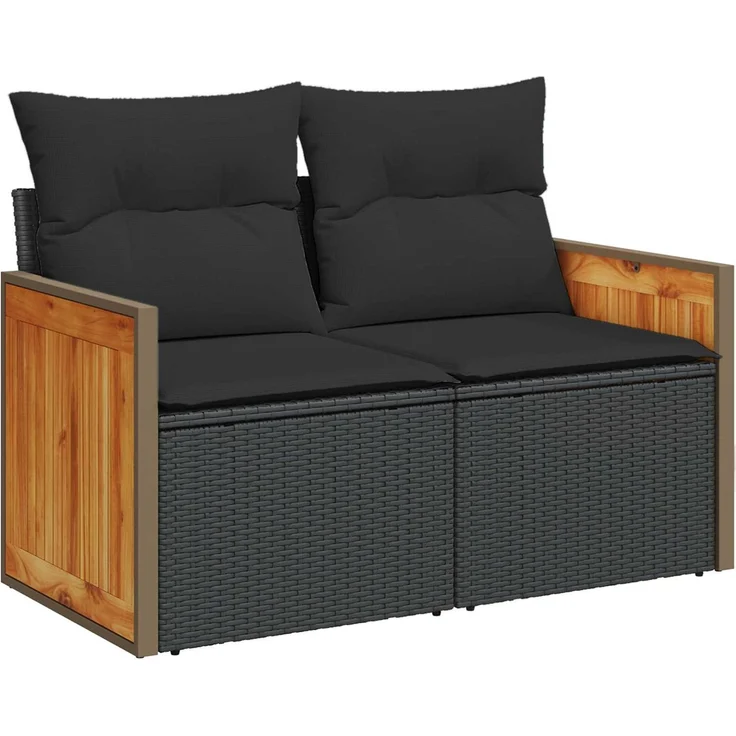 vidaXL Sofa Set 5 stk. Schwarz 176 x 176 x 85 cm Polyrattan und Stahl 3447956 – Bild 3