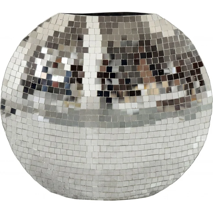 FineBuy Tischvase Metall 40cm - Dekovase Mosaik rund - Vase modern - Wohnzimmer Deko - Design Vase flach Tisch Dekoration Handmade – Bild 6