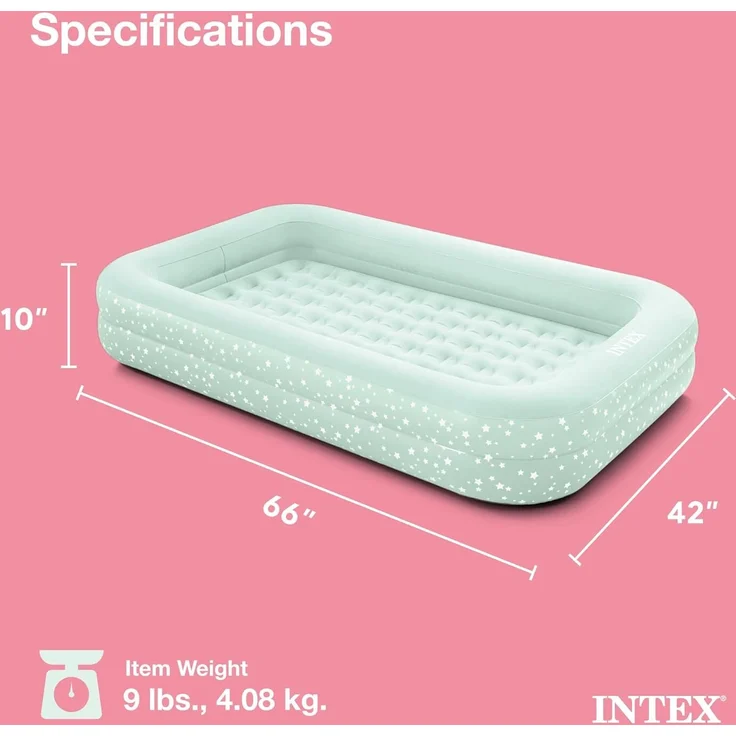 Intex Kinder Reisebett mit Pumpe, mint, 107 x 168 x 25 cm – Bild 3