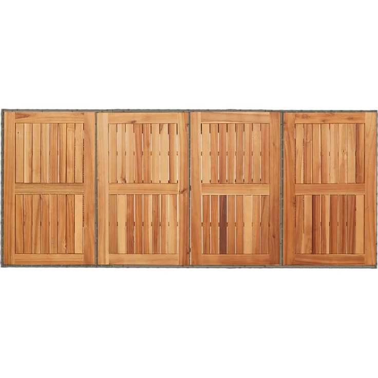 Gartentisch, Balkontisch mit Akazienholz-Platte Grau 190 x 80 x 75 cm Poly Rattan – Bild 7